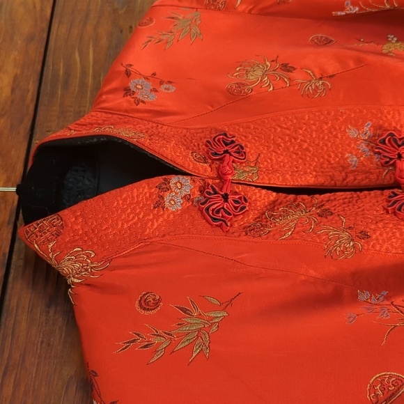 Solz Squirrel | Vintage 100% Silk Embroidered Reversible Mandarin Coat Size S - Picture 4 of 11